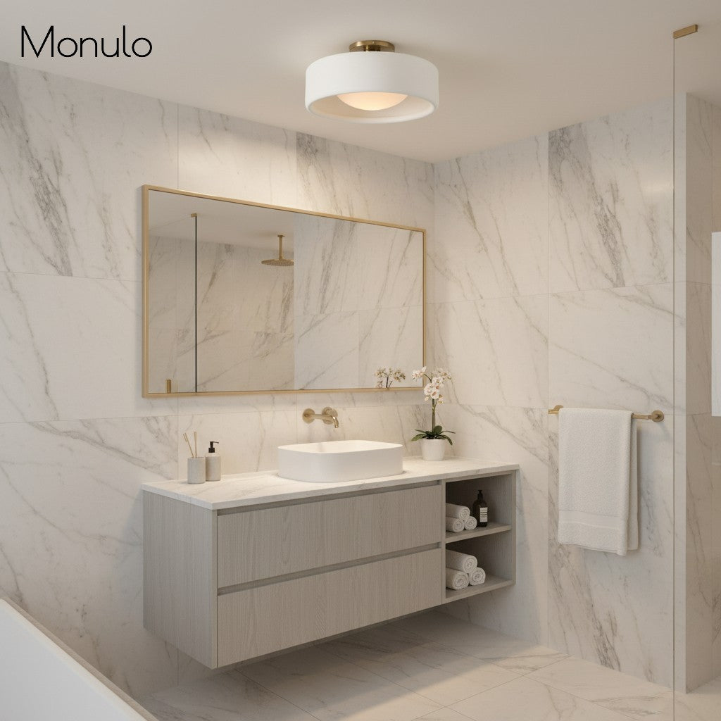 Cerova Contemporary Porcelain Flush Mount Ceiling Light – Soft Ambient Illumination for Hallways and Offices