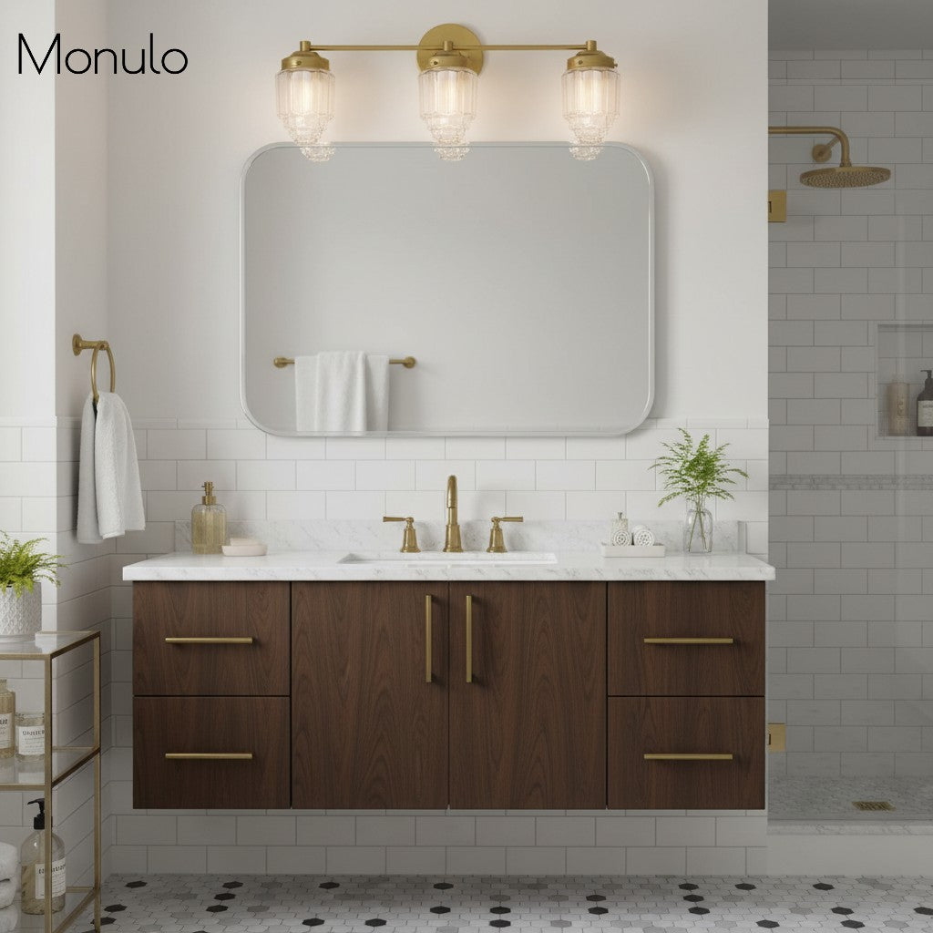 Aplique de pared Tierlux de cristal transparente – Diseño arquitectónico Art Déco para baño y pasillo