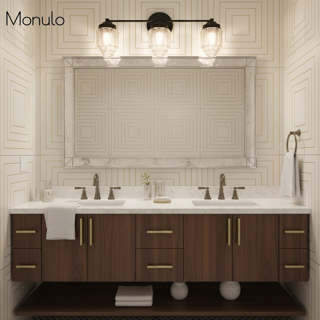 Aplique de pared Tierlux de cristal transparente – Diseño arquitectónico Art Déco para baño y pasillo