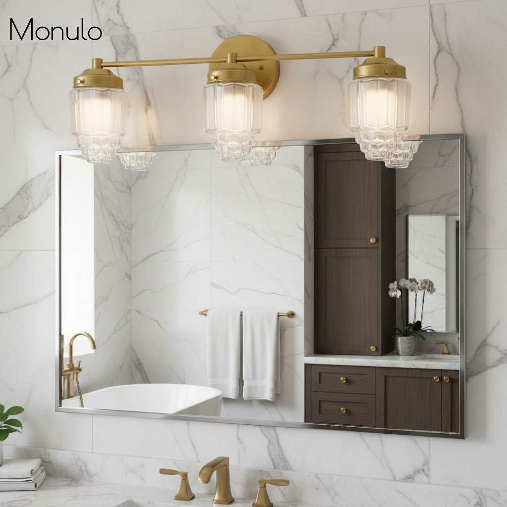 Aplique de pared Tierlux de cristal transparente – Diseño arquitectónico Art Déco para baño y pasillo
