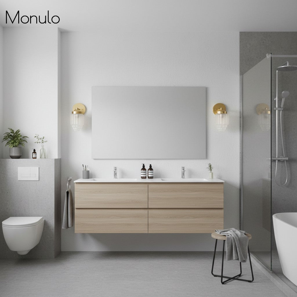 Aplique de pared Tierlux de cristal transparente – Diseño arquitectónico Art Déco para baño y pasillo