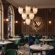 Tierlux Glass Skyscraper Globe Chandelier – Modern Multi-Arm Sphere Light for Living & Dining