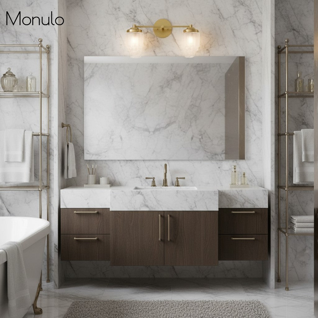 Aplique de pared Tierlux de cristal transparente – Diseño arquitectónico Art Déco para baño y pasillo