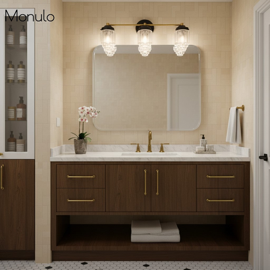 Aplique de pared Tierlux de cristal transparente – Diseño arquitectónico Art Déco para baño y pasillo