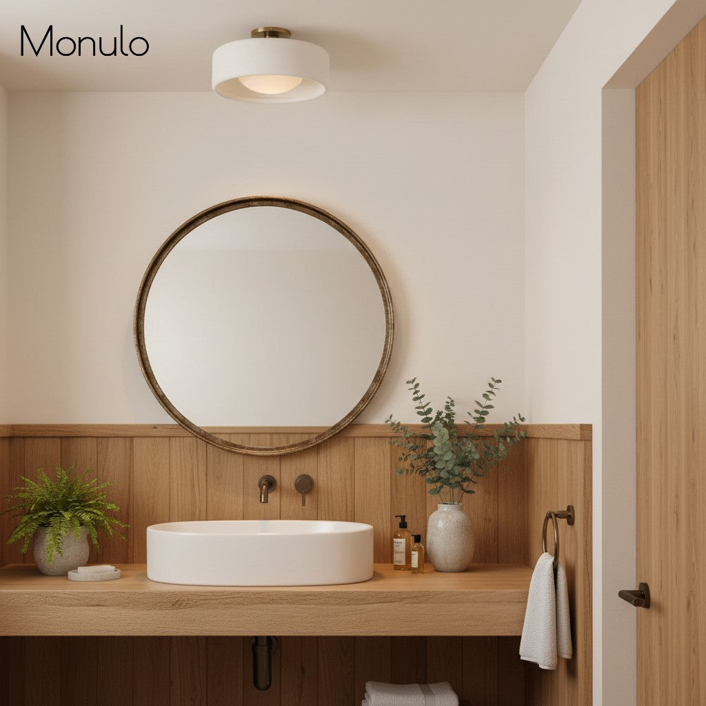 Cerova Contemporary Porcelain Flush Mount Ceiling Light – Soft Ambient Illumination for Hallways and Offices