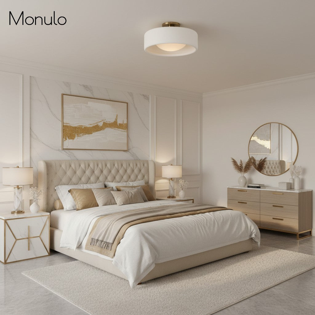 Cerova Contemporary Porcelain Flush Mount Ceiling Light – Soft Ambient Illumination for Hallways and Offices