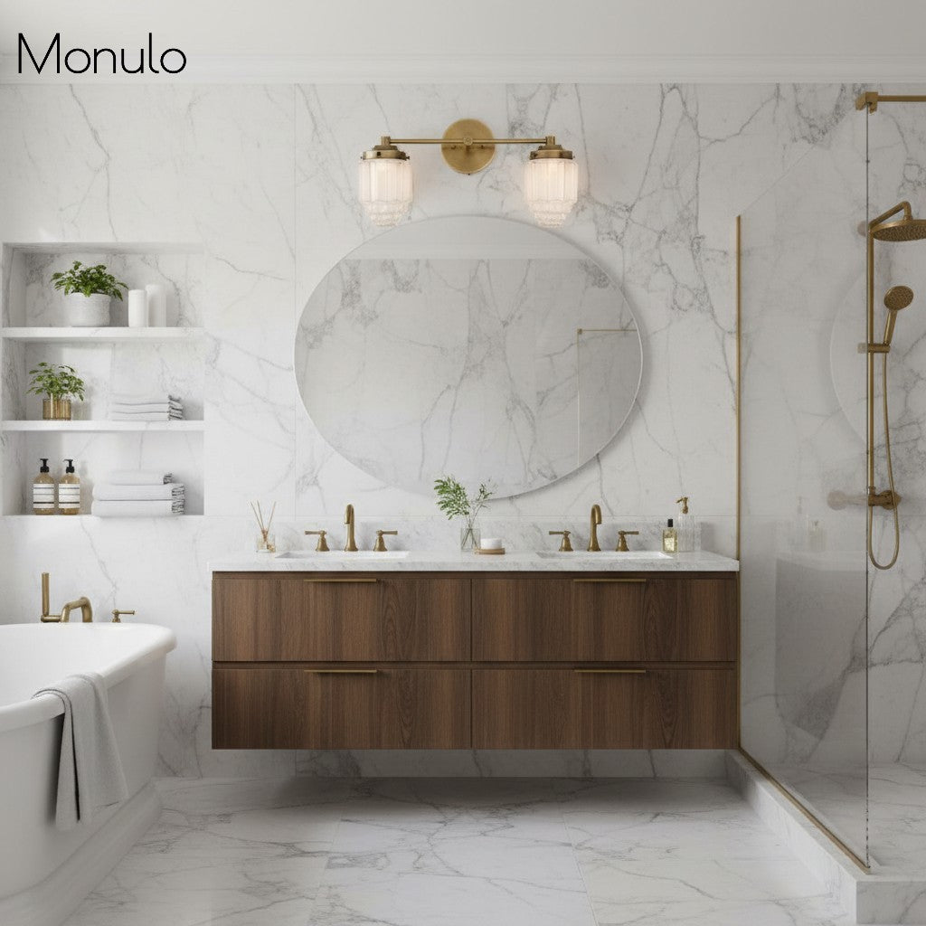 Aplique de pared Tierlux de cristal transparente – Diseño arquitectónico Art Déco para baño y pasillo
