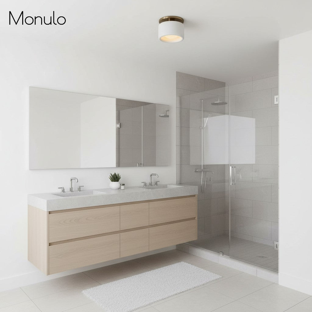 Cerova Contemporary Porcelain Flush Mount Ceiling Light – Soft Ambient Illumination for Hallways and Offices