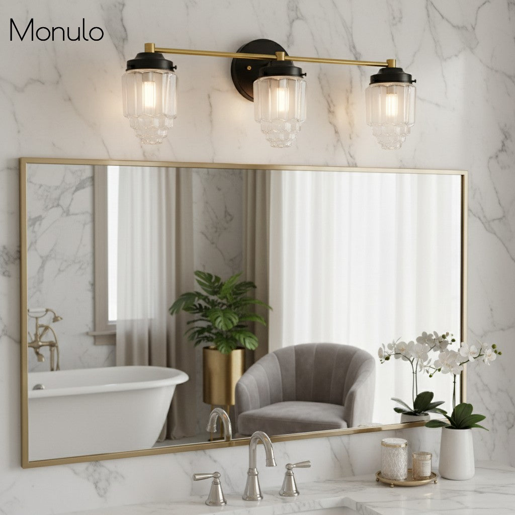 Aplique de pared Tierlux de cristal transparente – Diseño arquitectónico Art Déco para baño y pasillo