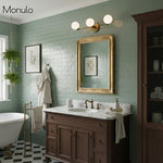 Load image into Gallery viewer, Glorica Glass Sleek Globe Vanity Light – Modern Industrial Three-Bulb Wall Sconce for Bathroom &amp; Hallway
