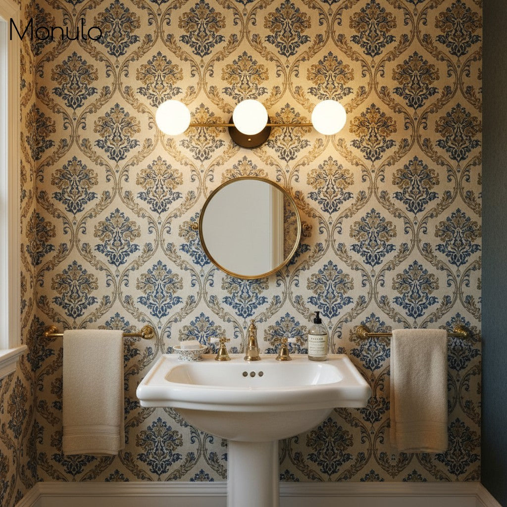 Glorica Glass Sleek Globe Vanity Light – Modern Industrial Three-Bulb Wall Sconce for Bathroom & Hallway