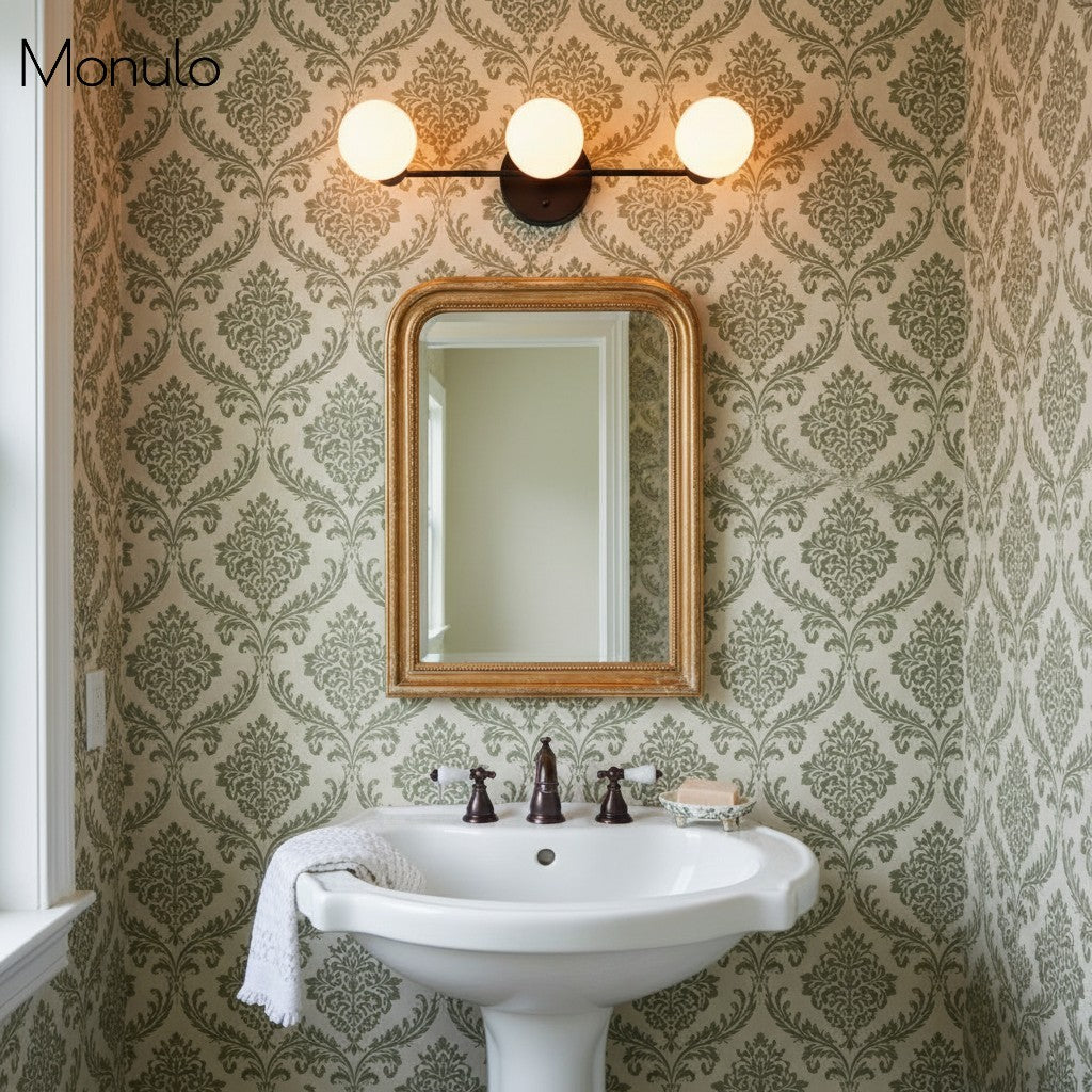 Glorica Glass Sleek Globe Vanity Light – Modern Industrial Three-Bulb Wall Sconce for Bathroom & Hallway