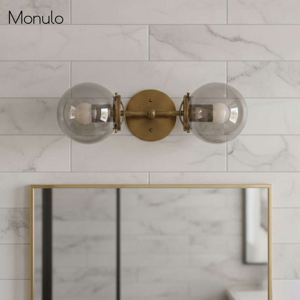 Lámpara de tocador de baño moderna de estilo industrial Lumio Globe de cristal transparente