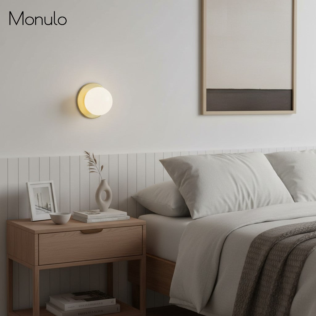 Glorica Glass Modern Glass Globe Wall Sconce - Sleek Metal Design for Living Rooms and Bedrooms