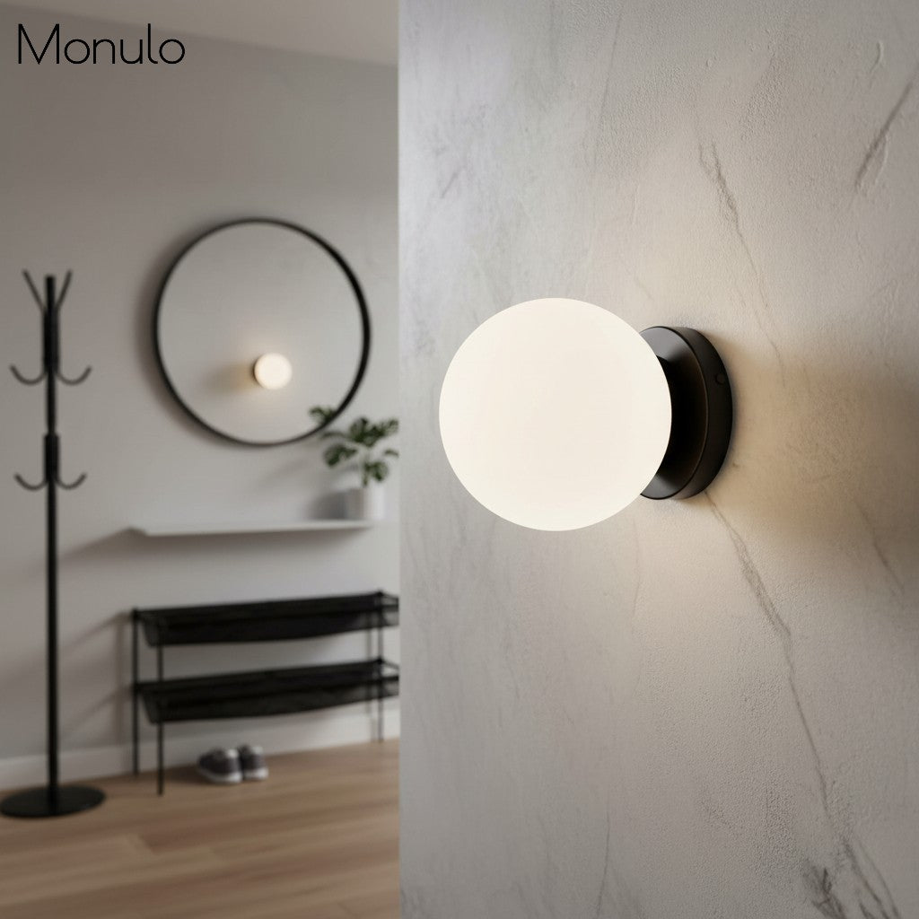 Glorica Sculptural Globe Wall Lamp – Mid-Century Modern Accent Light for bedroom & hallway
