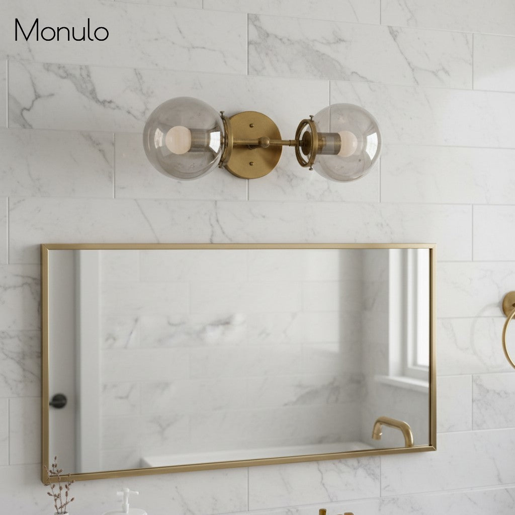 Lámpara de tocador de baño moderna de estilo industrial Lumio Globe de cristal transparente