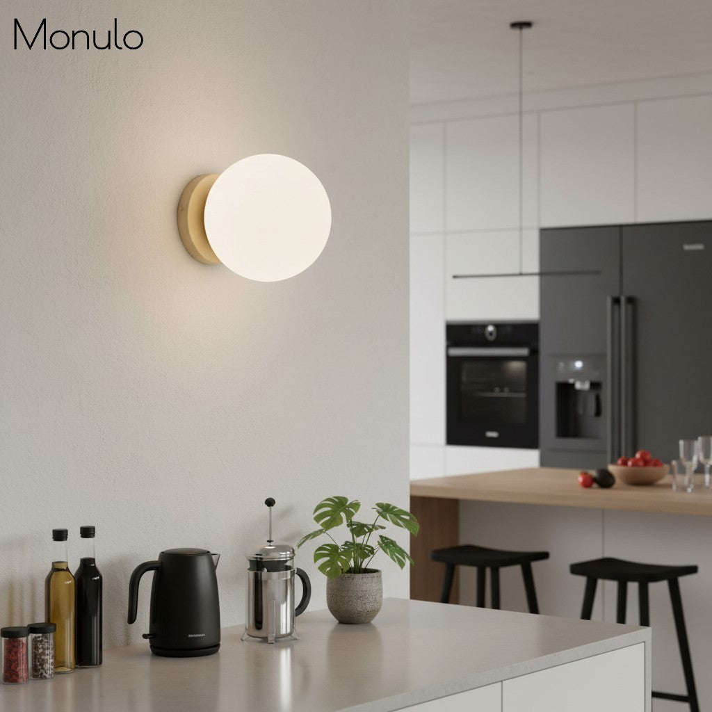 Glorica Sculptural Globe Wall Lamp – Mid-Century Modern Accent Light for bedroom & hallway