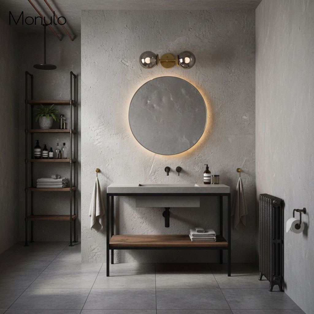 Lámpara de tocador de baño moderna de estilo industrial Lumio Globe de cristal transparente