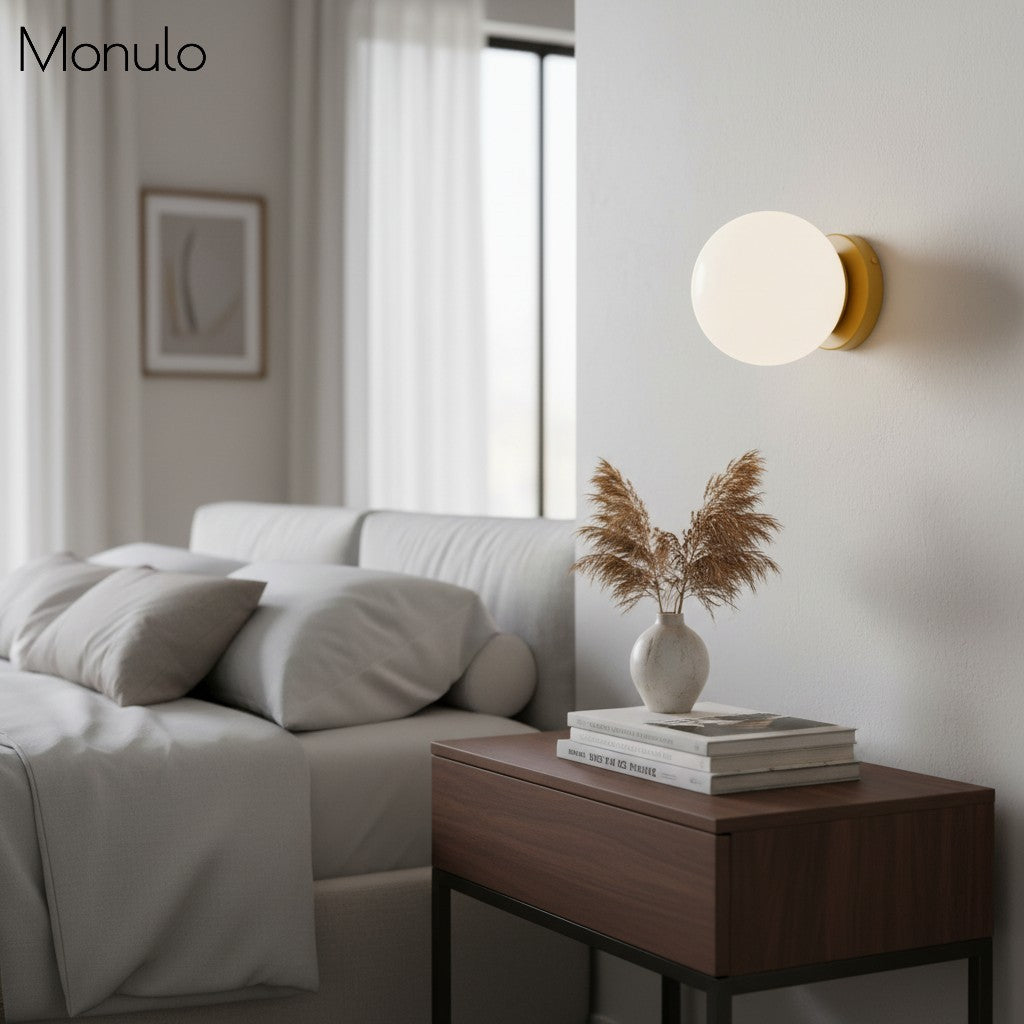 Glorica Sculptural Globe Wall Lamp – Mid-Century Modern Accent Light for bedroom & hallway