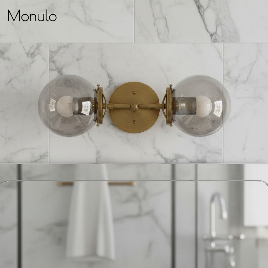 Lámpara de tocador de baño moderna de estilo industrial Lumio Globe de cristal transparente