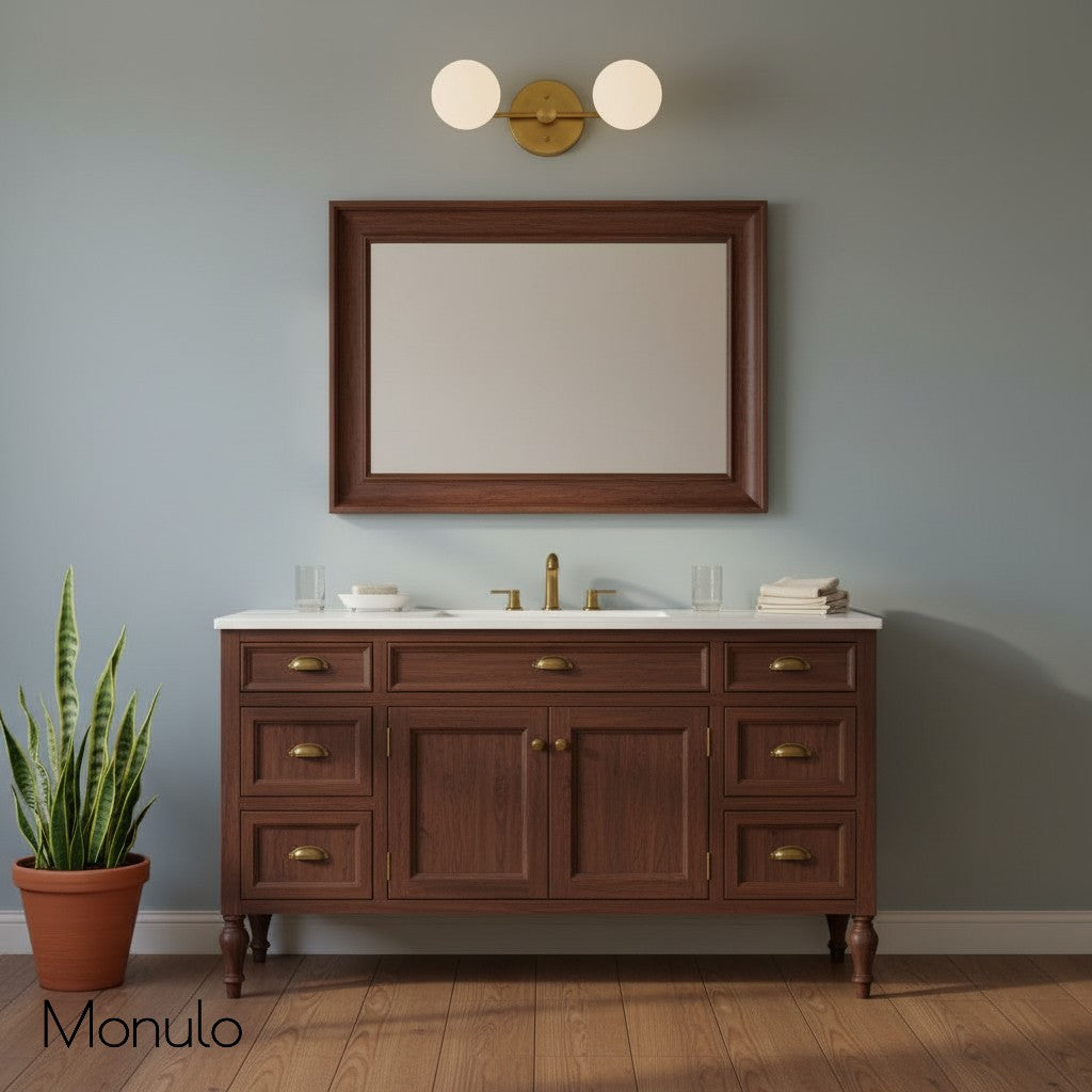 Glorica Glass Minimalist Metal Arm Globe Wall Sconce – Mid-Century Vanity Lighting for Mirror & Hallway