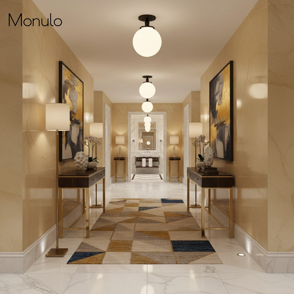 Glorica Opal Glass Semi-Flush Ceiling Light – Mid-Century Modern Fixture for Living Room