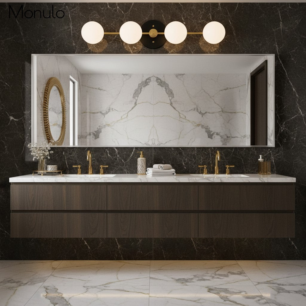 Glorica Glass Minimalist Metal Bar Vanity Light – Globe Wall Lamp for Dressing Room & Bathroom