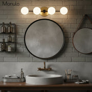 Glorica Glass Minimalist Metal Bar Vanity Light – Globe Wall Lamp for Dressing Room & Bathroom