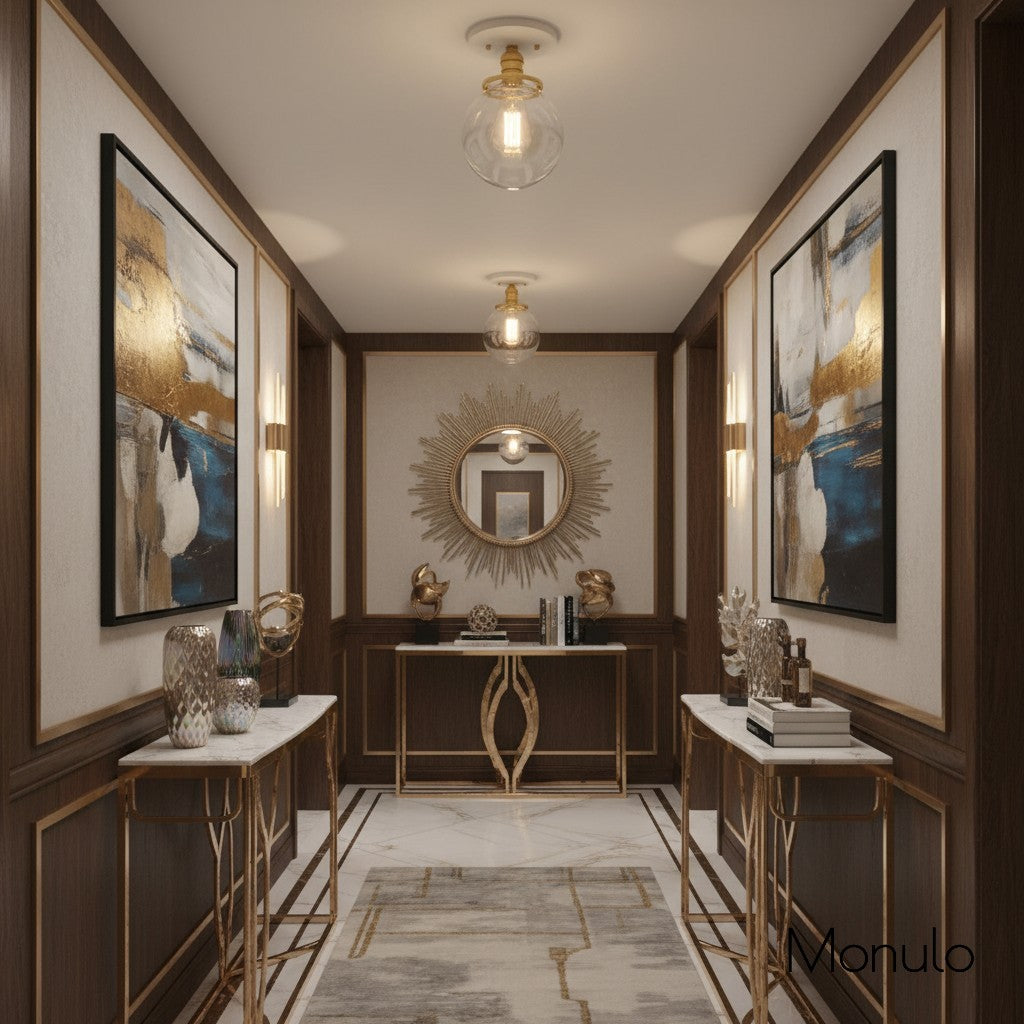 Glorica Glass Clear Globe Semi-Flush Ceiling Light – Modern Industrial Style for Living Room & Dining