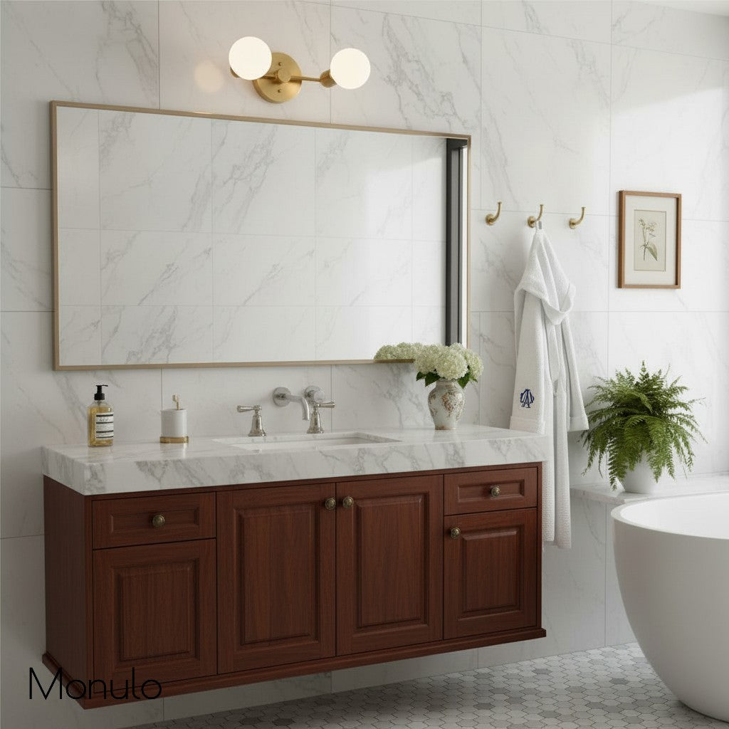 Glorica Glass Minimalist Metal Arm Globe Wall Sconce – Mid-Century Vanity Lighting for Mirror & Hallway