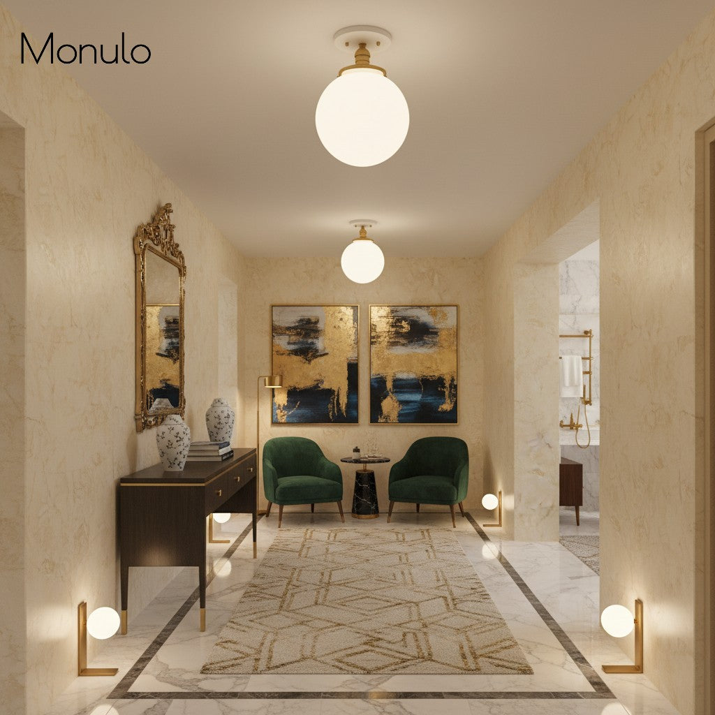 Glorica Opal Glass Semi-Flush Ceiling Light – Mid-Century Modern Fixture for Living Room