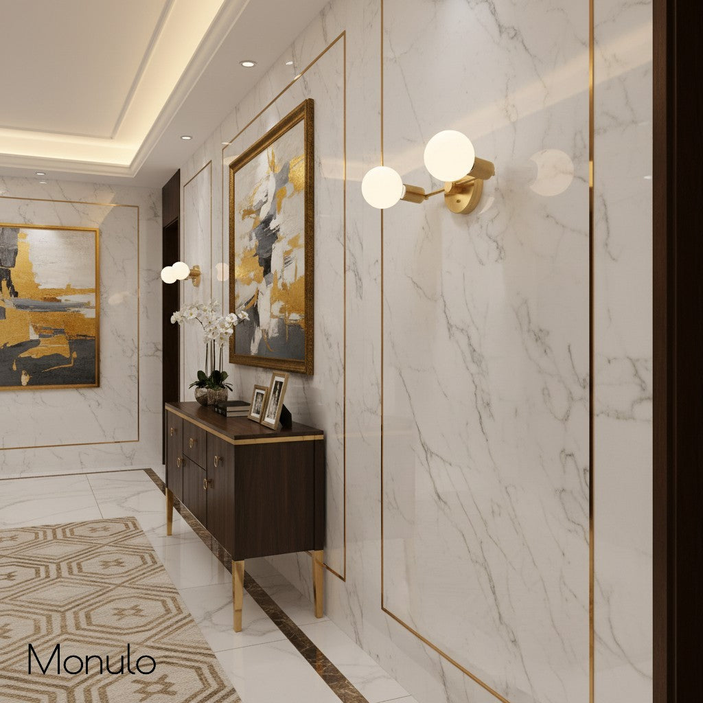 Glorica Glass Minimalist Metal Arm Globe Wall Sconce – Mid-Century Vanity Lighting for Mirror & Hallway