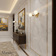 Glorica Glass Minimalist Metal Arm Globe Wall Sconce – Mid-Century Vanity Lighting for Mirror & Hallway