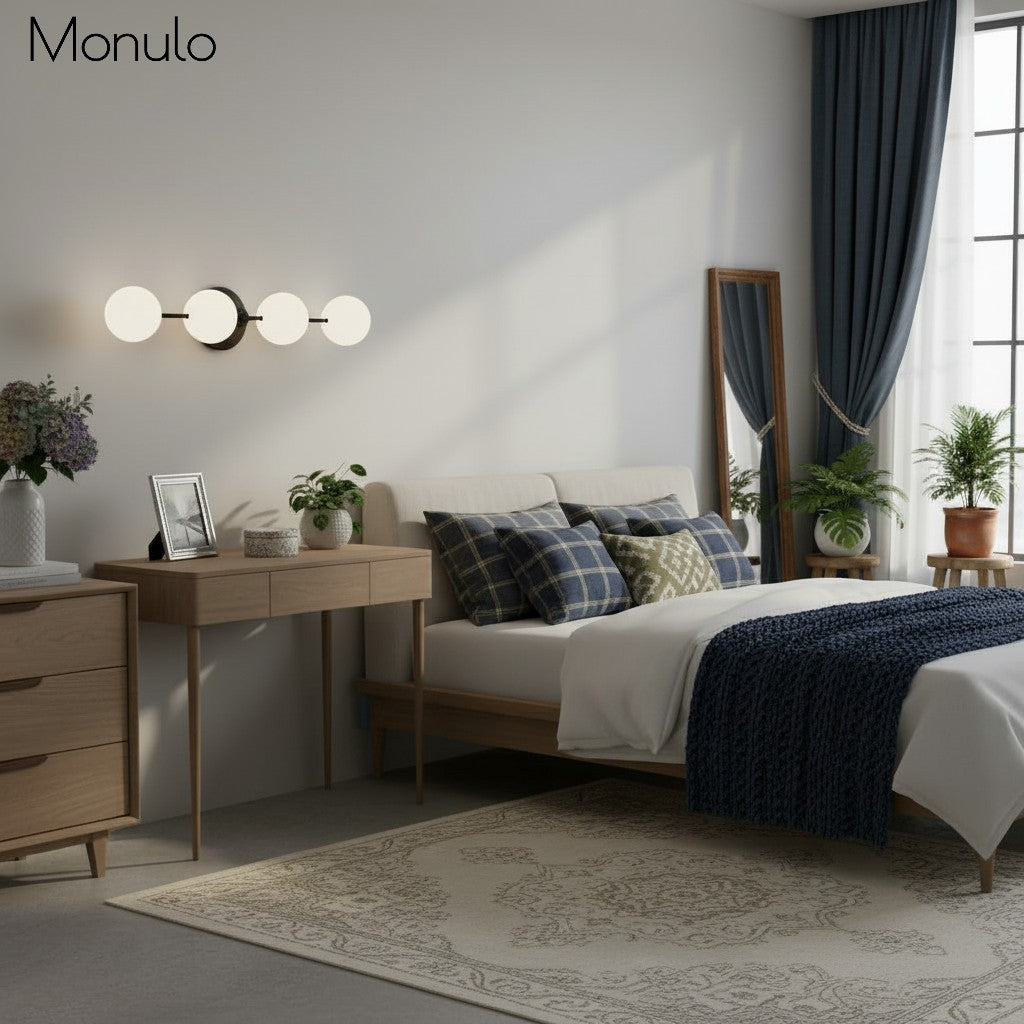 Glorica Glass Minimalist Metal Bar Vanity Light – Globe Wall Lamp for Dressing Room & Bathroom