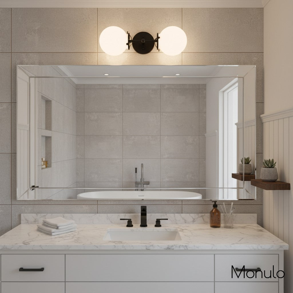 Applique murale de salle de bain Lumio Globe en verre opale – Style moderne du milieu du siècle