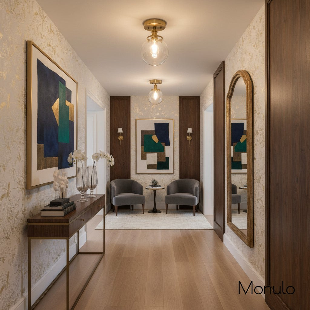 Glorica Glass Clear Globe Semi-Flush Ceiling Light – Modern Industrial Style for Living Room & Dining