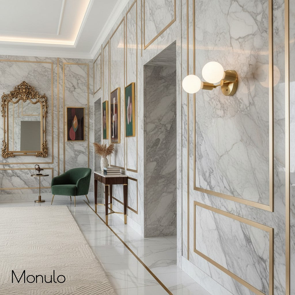 Glorica Glass Minimalist Metal Arm Globe Wall Sconce – Mid-Century Vanity Lighting for Mirror & Hallway