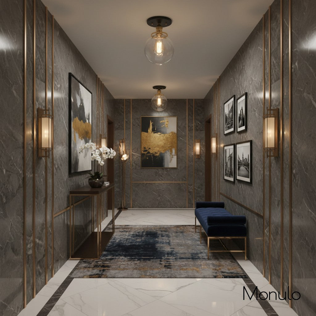 Glorica Glass Clear Globe Semi-Flush Ceiling Light – Modern Industrial Style for Living Room & Dining