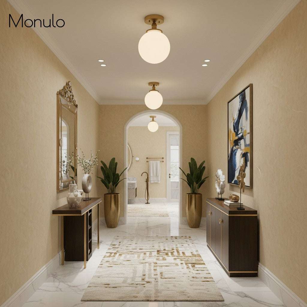 Glorica Opal Glass Semi-Flush Ceiling Light – Mid-Century Modern Fixture for Living Room