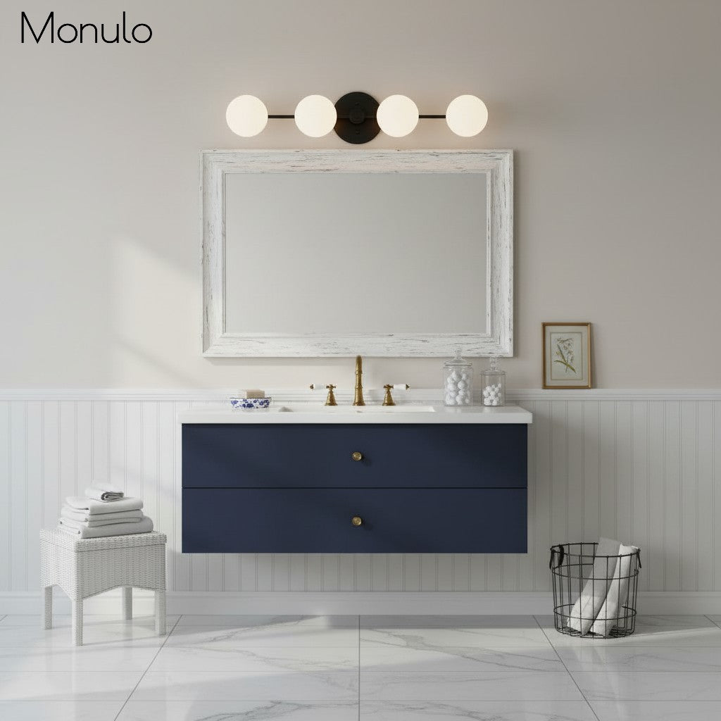 Glorica Glass Minimalist Metal Bar Vanity Light – Globe Wall Lamp for Dressing Room & Bathroom