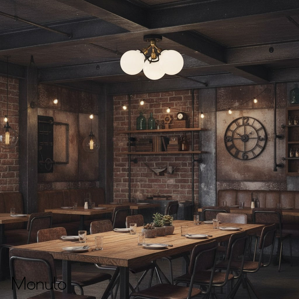 Glorica Glass Mid-Century Modern Globe Ceiling Light – Elegant Metal Semi-Flush Mount Lamp for Dining Rooms and Living Spaces