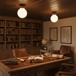 Load image into Gallery viewer, Glorica Opal Glass Semi-Flush Ceiling Light – Mid-Century Modern Fixture for Living Room
