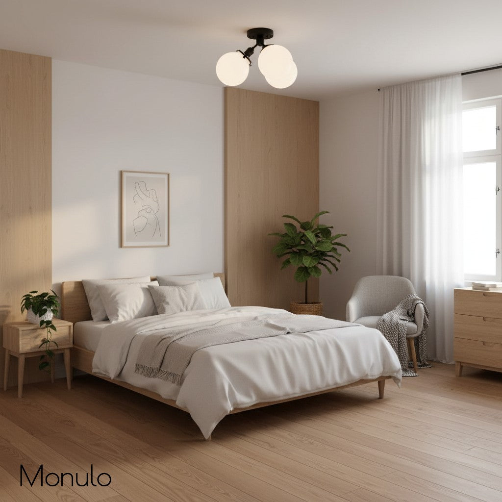 Glorica Glass Mid-Century Modern Globe Ceiling Light – Elegant Metal Semi-Flush Mount Lamp for Dining Rooms and Living Spaces