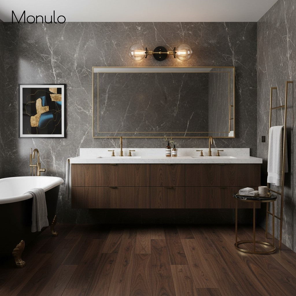 Aplique de pared Lumio Globe de cristal transparente – Lámpara de pared moderna de estilo industrial para tocador y pasillo