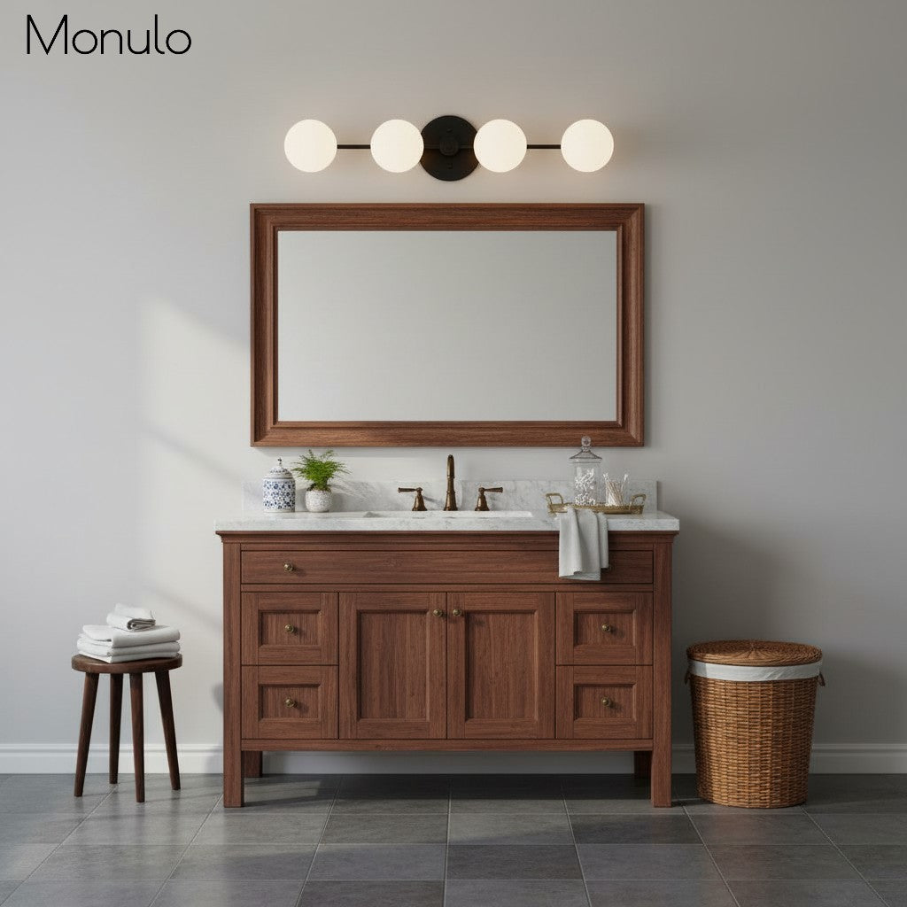 Glorica Glass Minimalist Metal Bar Vanity Light – Globe Wall Lamp for Dressing Room & Bathroom