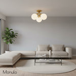 Load image into Gallery viewer, Glorica Glass Mid-Century Modern Globe Ceiling Light – Elegant Metal Semi-Flush Mount Lamp for Dining Rooms and Living Spaces
