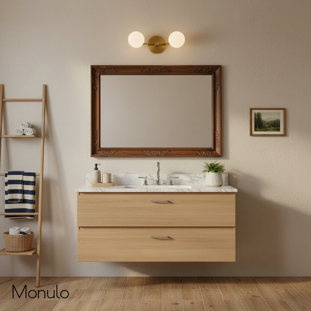 Glorica Glass Minimalist Metal Arm Globe Wall Sconce – Mid-Century Vanity Lighting for Mirror & Hallway