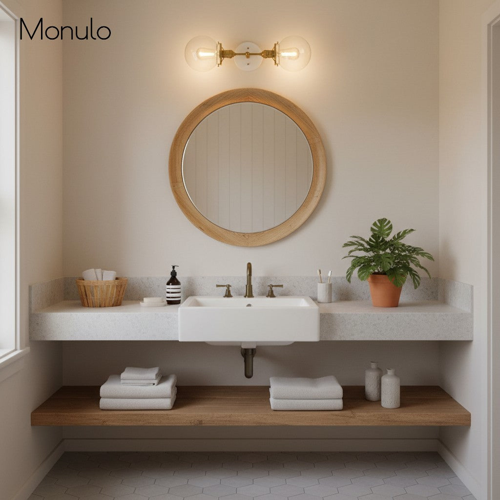 Aplique de pared Lumio Globe de cristal transparente – Lámpara de pared moderna de estilo industrial para tocador y pasillo