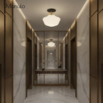 Load image into Gallery viewer, Geotower Rounded Opal Glass Schoolhouse Ceiling Light – Mid-Century Style – Bedroom &amp; Hallway Fixture
