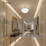 Load image into Gallery viewer, Geotower Rounded Opal Glass Schoolhouse Ceiling Light – Mid-Century Style – Bedroom &amp; Hallway Fixture
